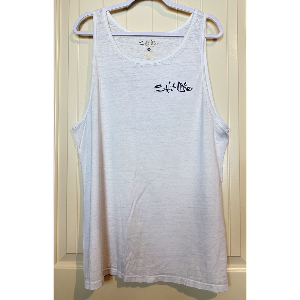 Salt Life Live Salty mens white burnout XL sleeveless tank tank beach ocean